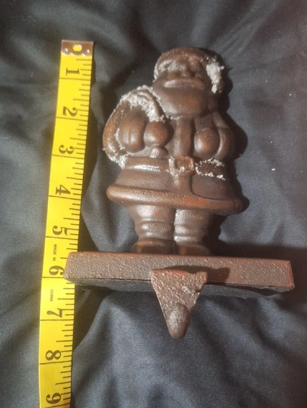 Brown Santa and Snowman Stocking Holders - Holiday Mantel Decor